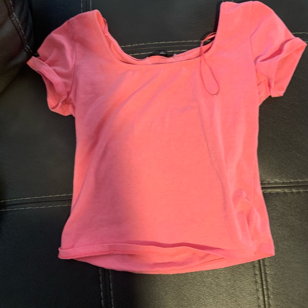 Pink square neck top